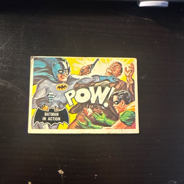 1966 Topps Batman Black Bat Trading Card #15 Batman In Action
