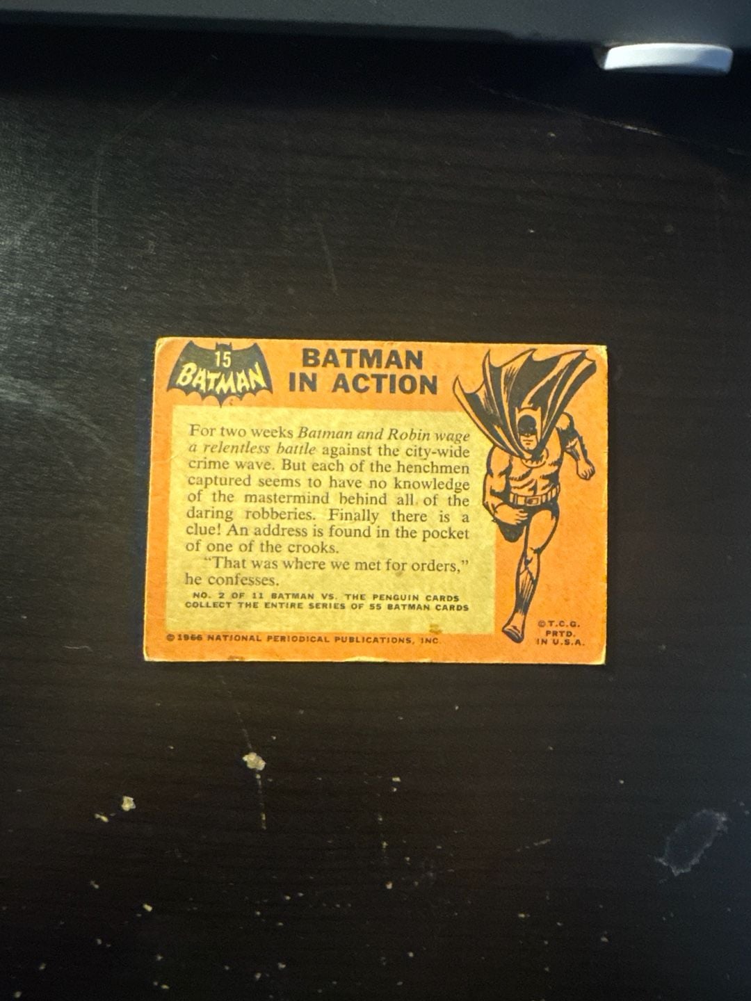 1966 Topps Batman Black Bat Trading Card #15 Batman In Action 5
