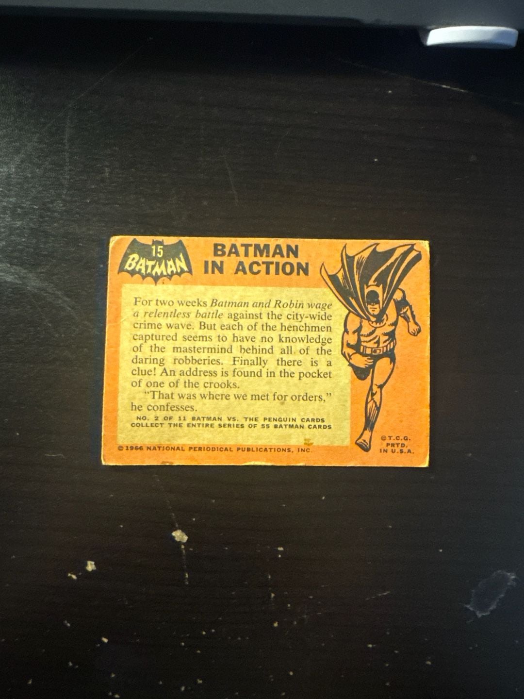 1966 Topps Batman Black Bat Trading Card #15 Batman In Action 6