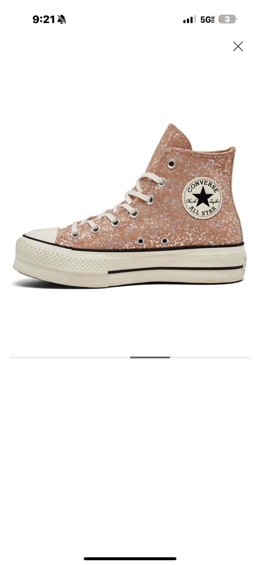 Converse Chuck Taylor All Star Lift Platform High Top Glitter Sneaker in Dusty Cinder 2