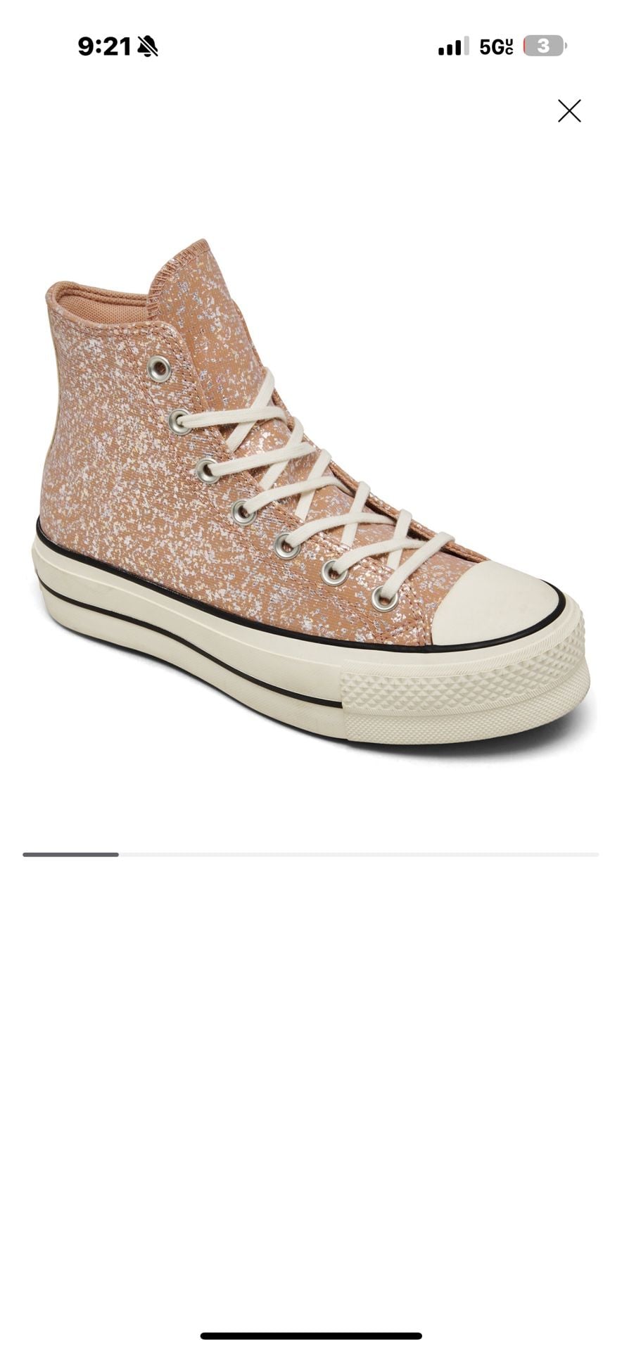 Converse Chuck Taylor All Star Lift Platform High Top Glitter Sneaker in Dusty Cinder 3