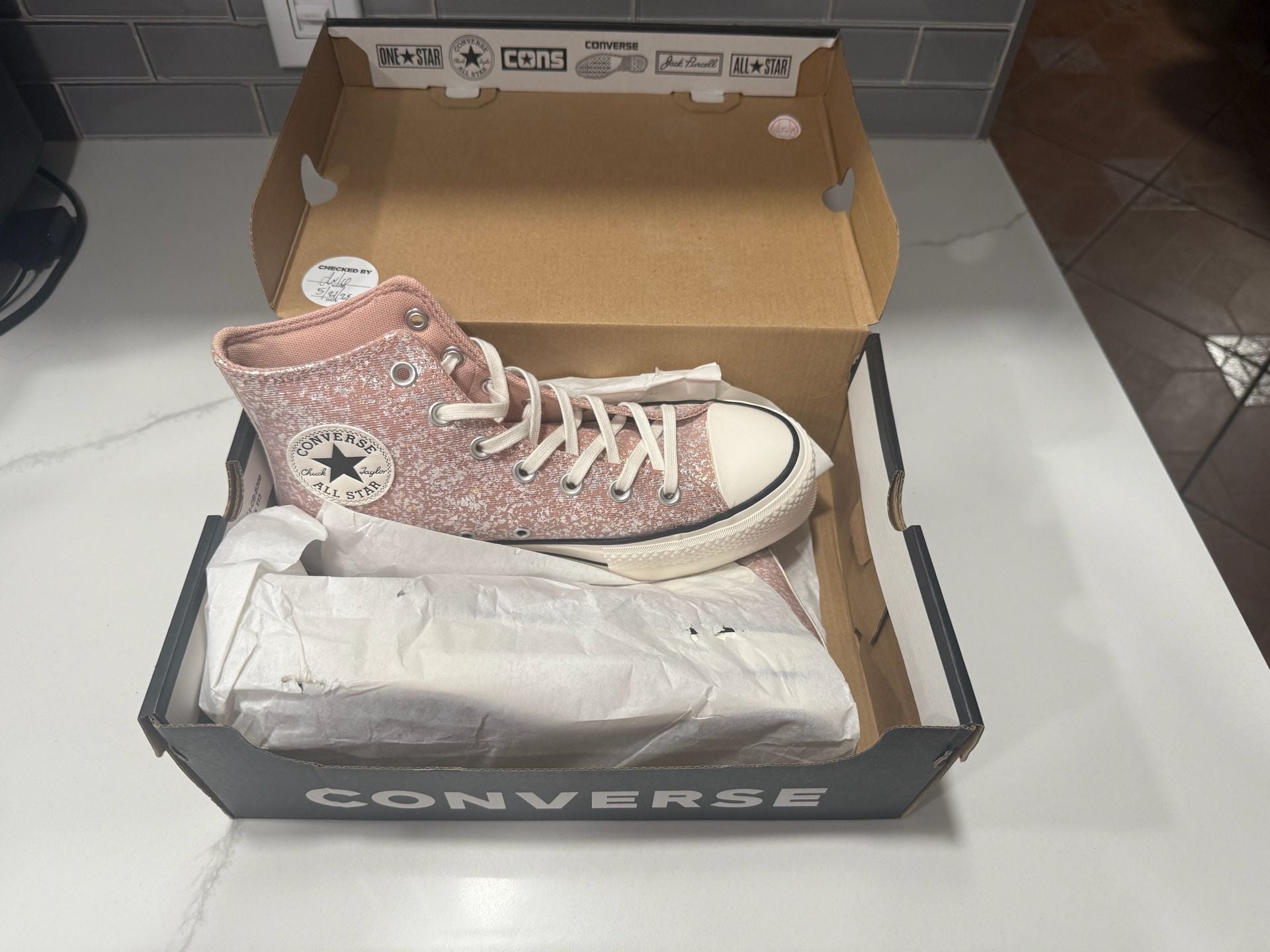 Converse Chuck Taylor All Star Lift Platform High Top Glitter Sneaker in Dusty Cinder 6