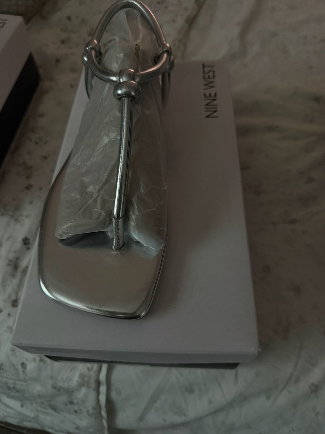 Nine West Norta Metallic Thong Flat Sandals in Silver 2