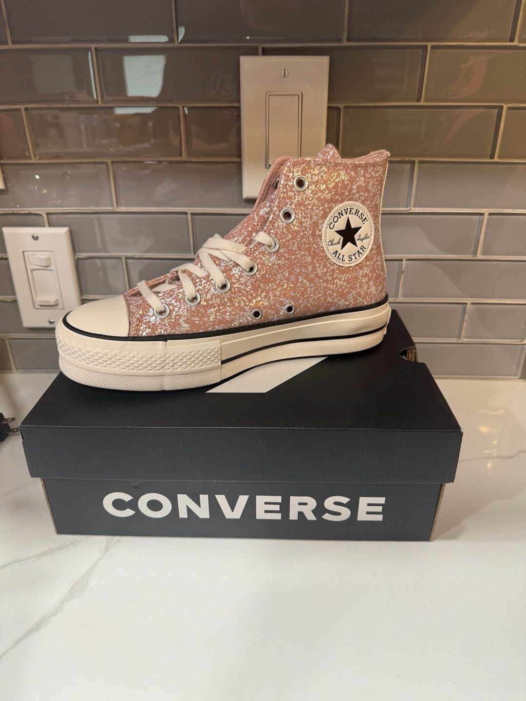 Converse Chuck Taylor All Star Lift Platform High Glitter Dusty Cinder Sneaker 3