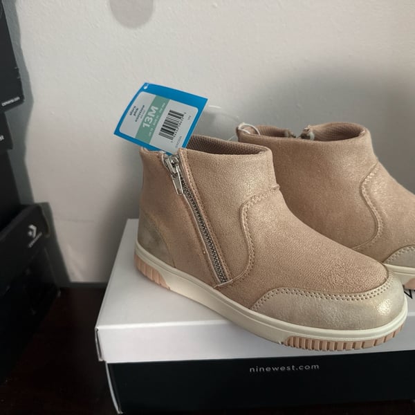 Stride Rite 360 Alora Pink Metallic Suede High Top Ankle Boots Size 13M