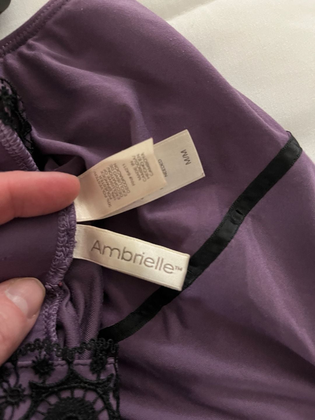 Ambrielle Purple V-Neck Lace Trim Chemise Nightgown 3