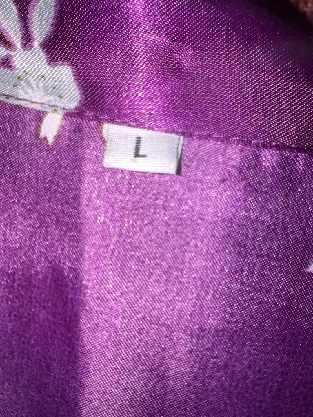 BABEYOND Purple Satin Long Kimono Robe with Peacock and Blossom Floral Print - Size L 5
