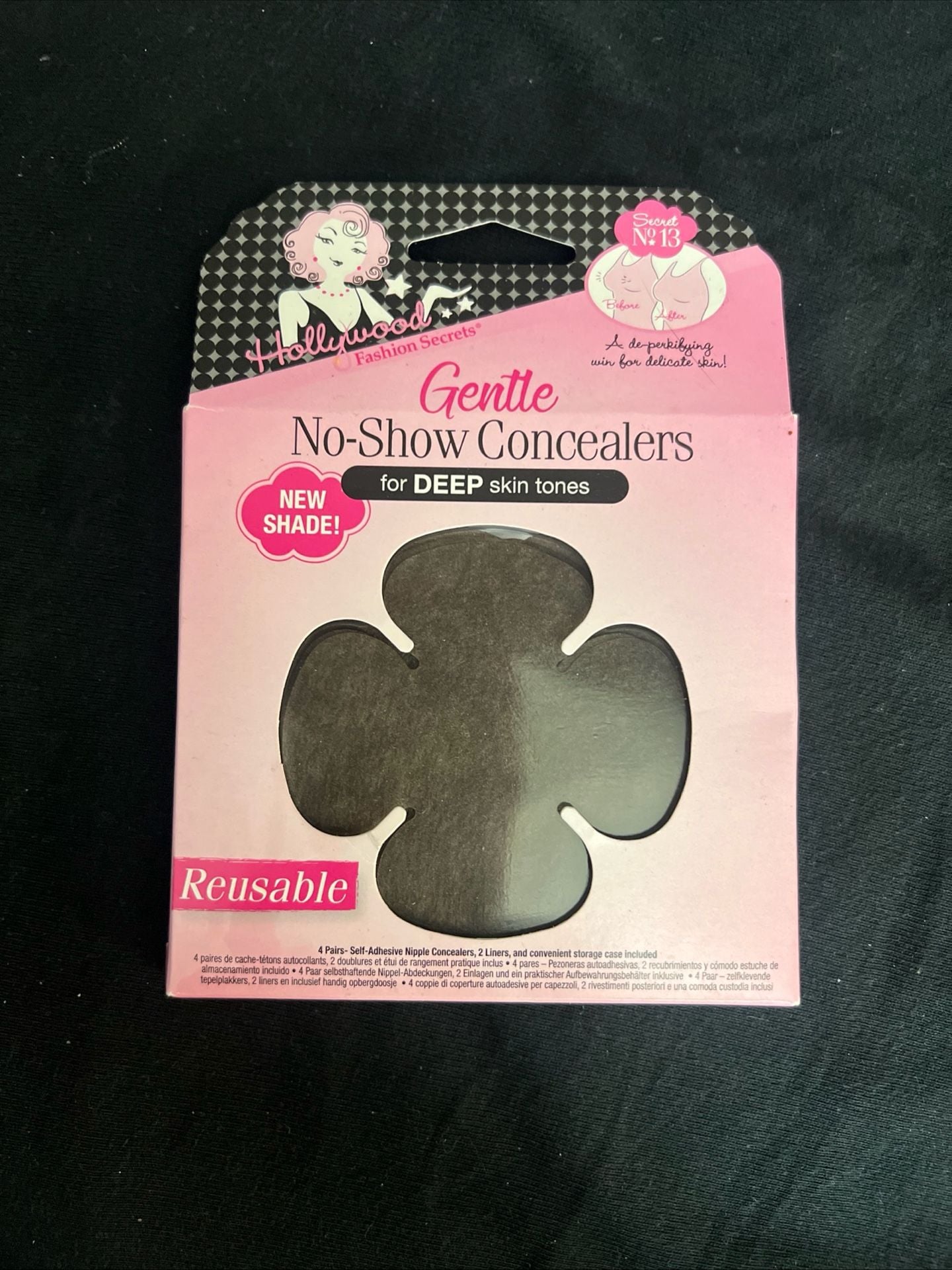 Hollywood Fashion Secrets Gentle No-Show Concealers for Deep Skin Tones, 4 Pairs 1