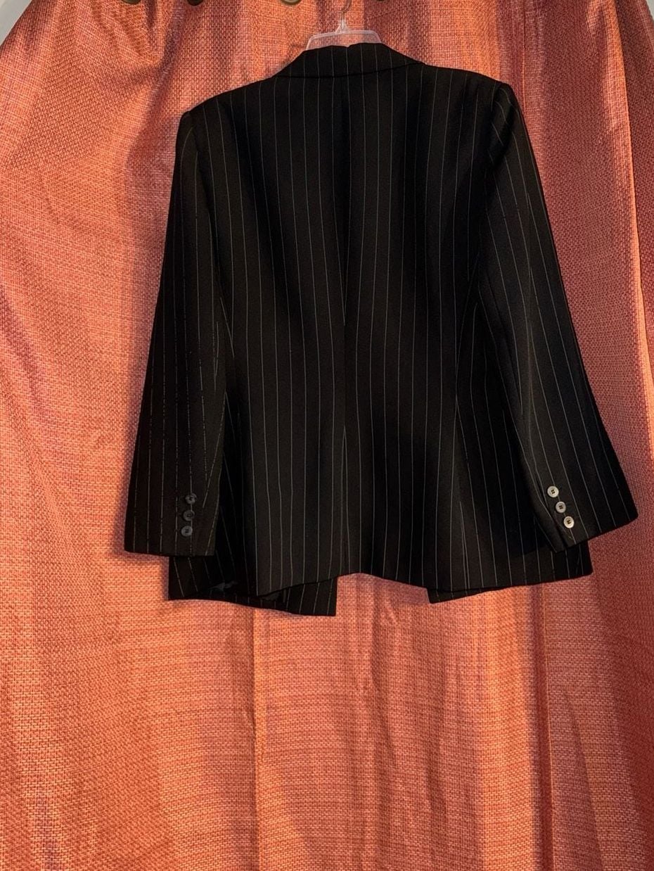 Kasper Women's Black Pinstripe Fully Lined Suit Blazer Jacket Size 16 4