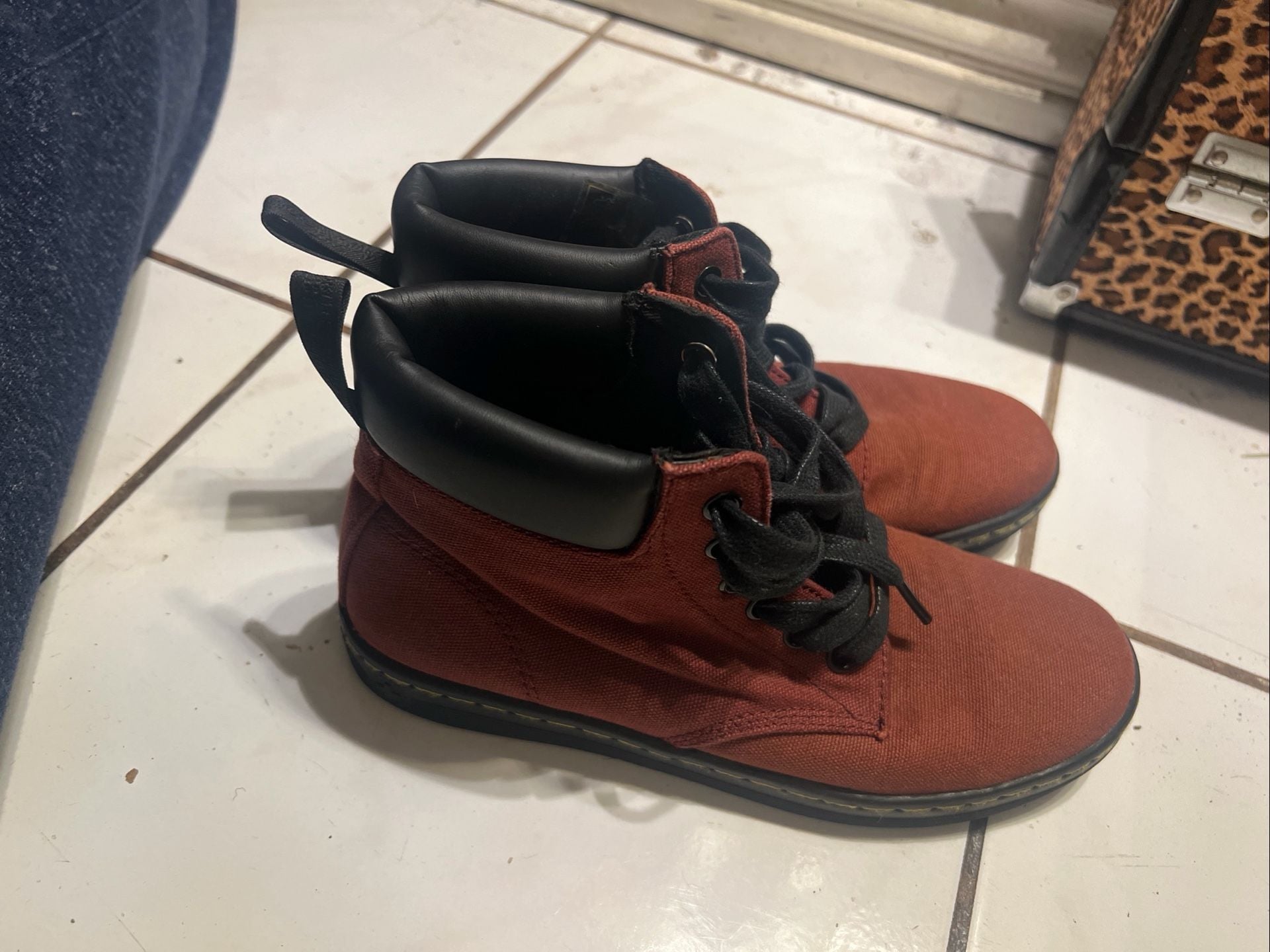 Dr. Martens Maelly Burgundy Canvas Ankle Boots 2