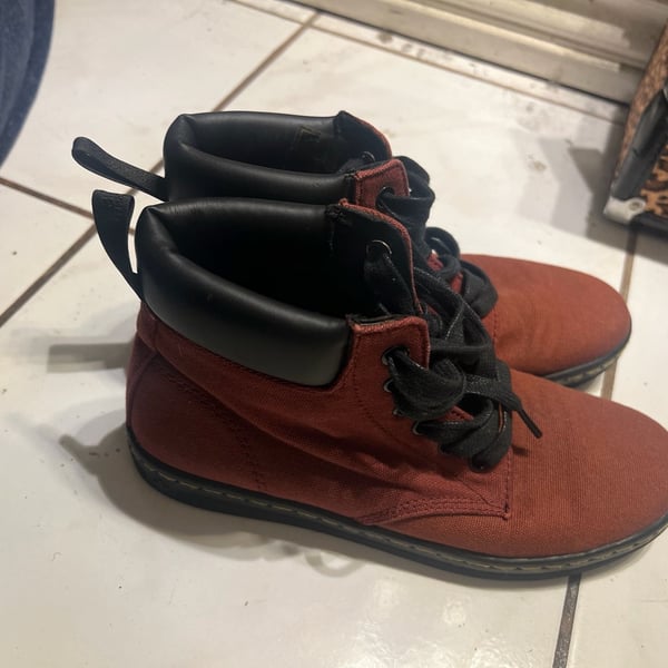 Dr. Martens Maelly Burgundy Canvas Ankle Boots