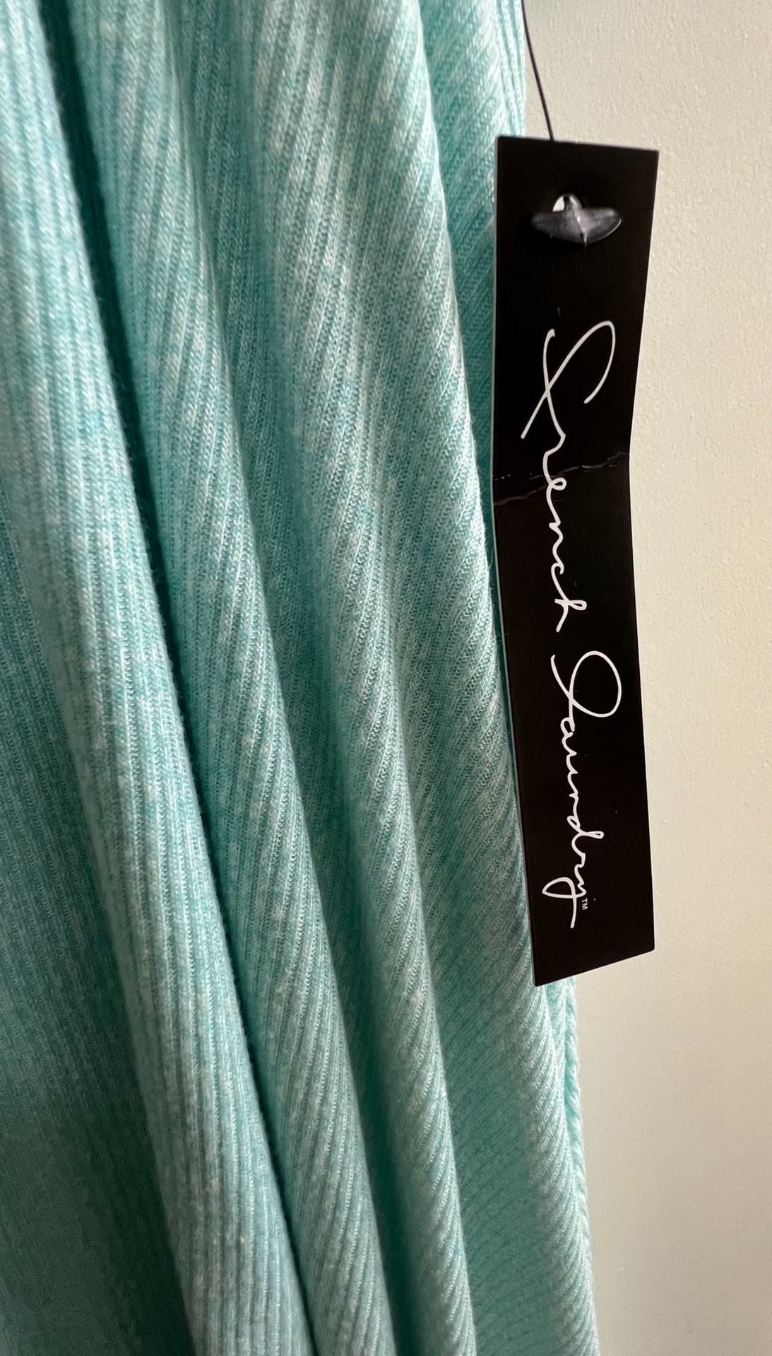 NWT French Laundry Aqua Ribbed Knit Lace Back Tank Top 3