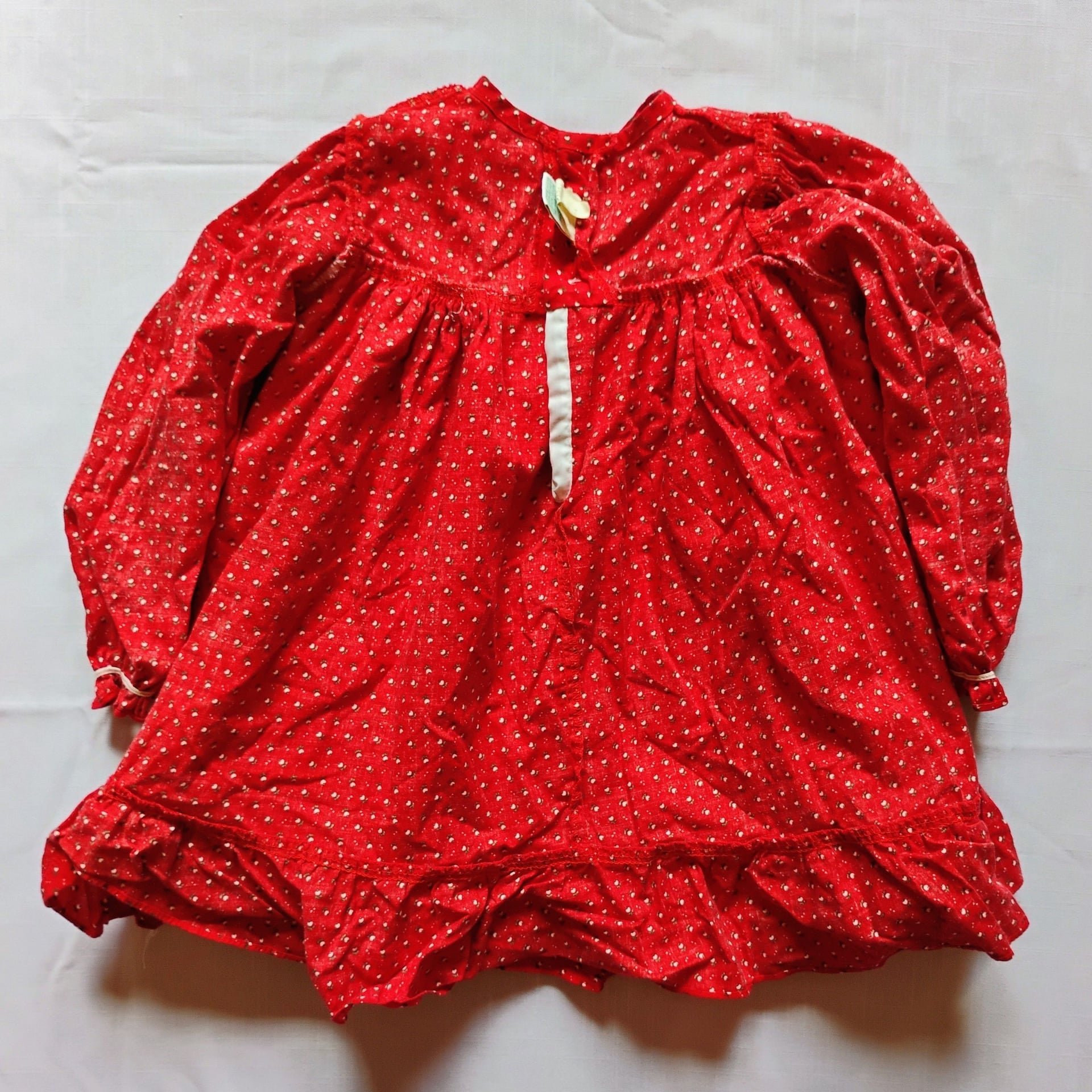 Vintage Peaches 'n Cream Red Floral Pinafore Dress - Size 4T 8