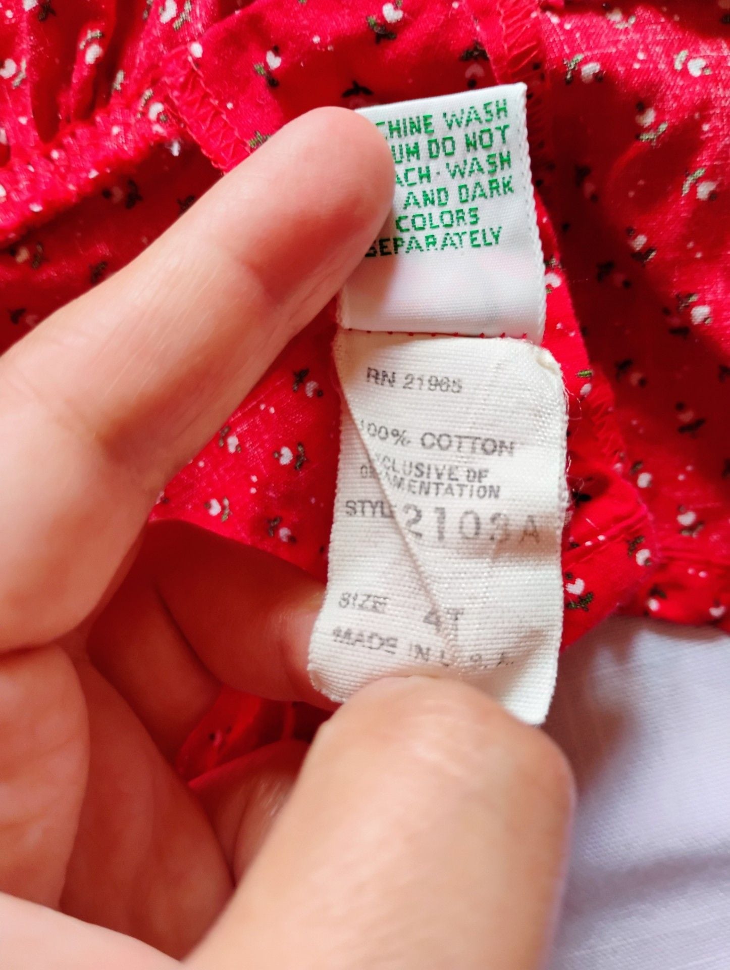 Vintage Peaches 'n Cream Red Floral Pinafore Dress - Size 4T 11