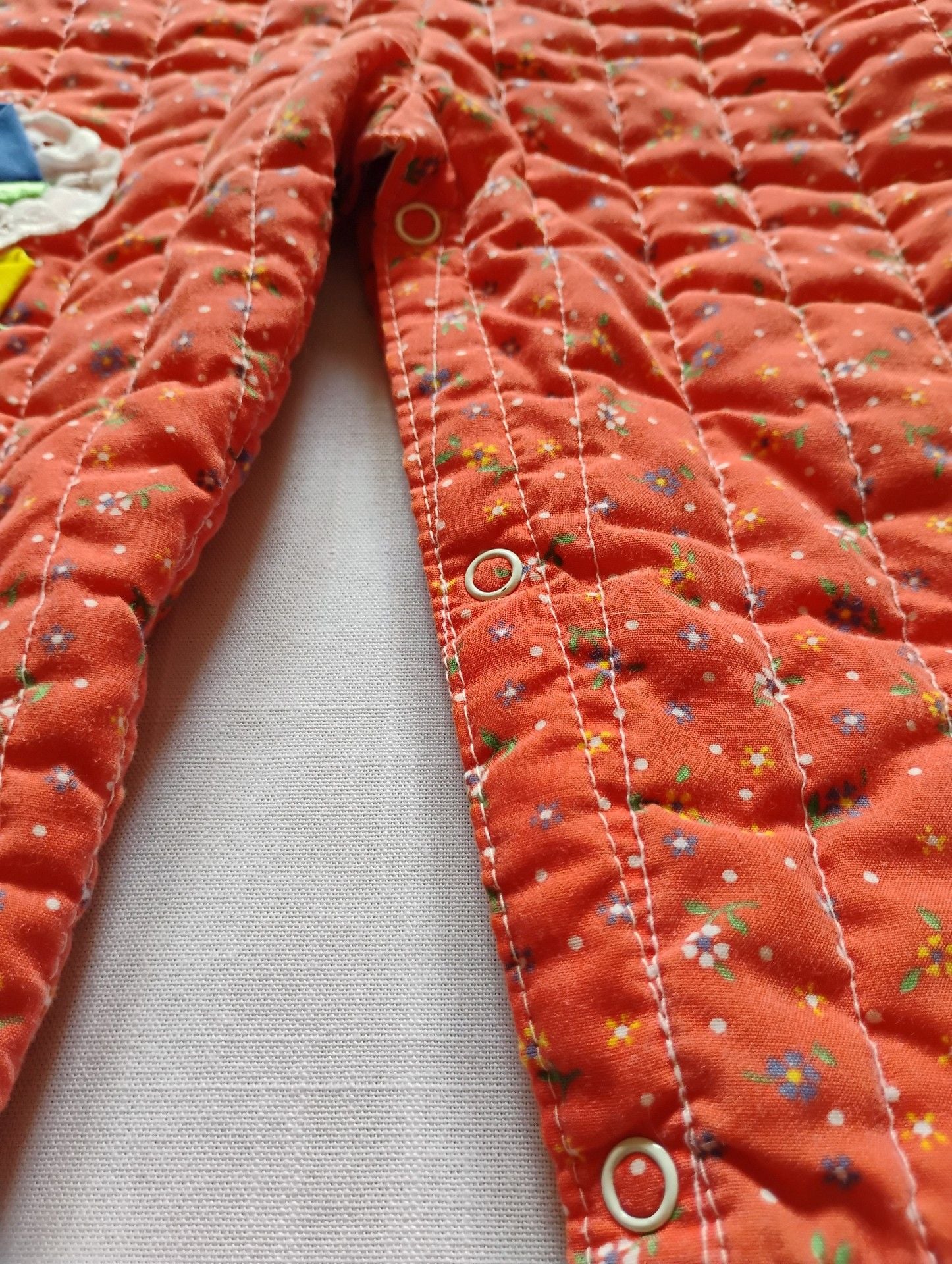 Vintage Tiny Tots Quilted Red Floral Tulip Bib Overalls Baby Size 18M 4