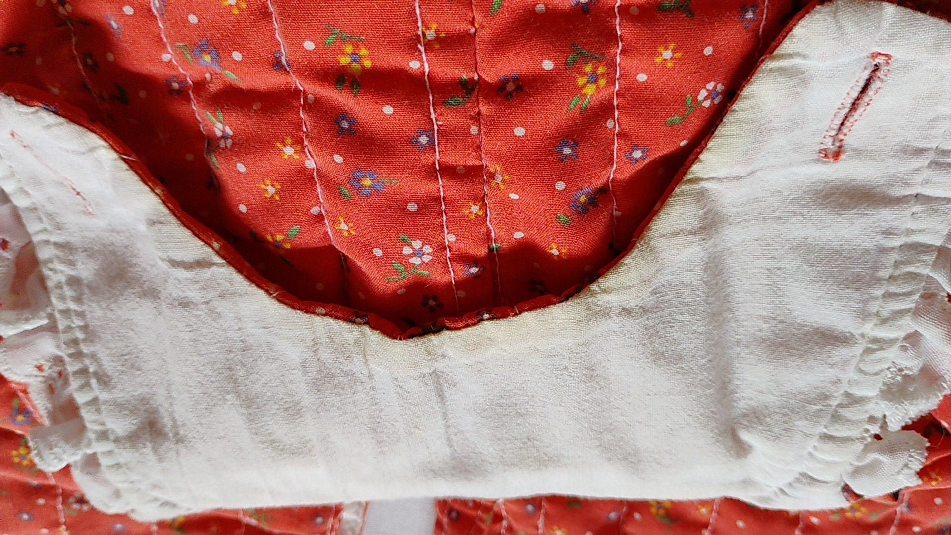 Vintage Tiny Tots Quilted Red Floral Tulip Bib Overalls Baby Size 18M 9