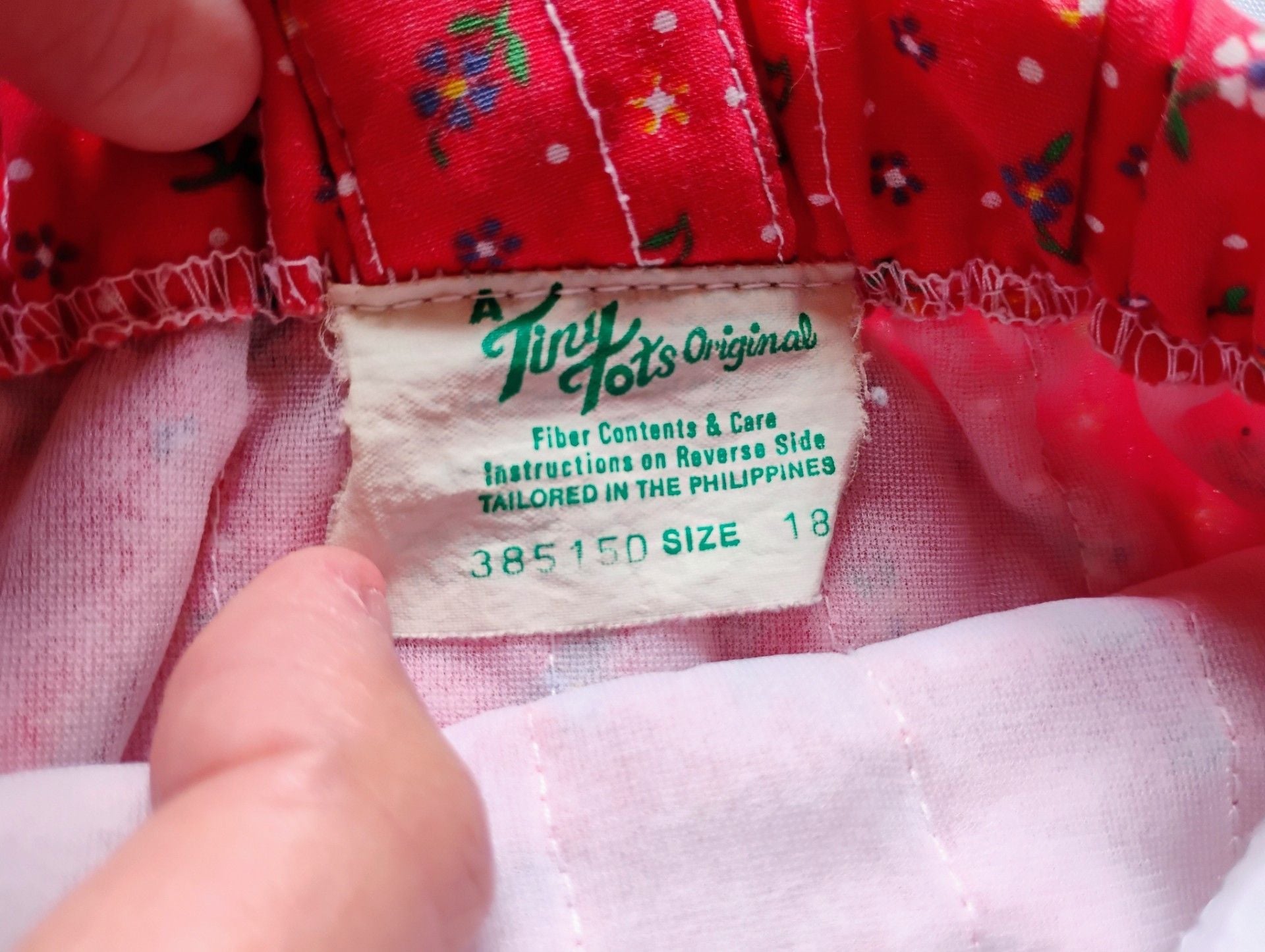 Vintage Tiny Tots Quilted Red Floral Tulip Bib Overalls Baby Size 18M 10