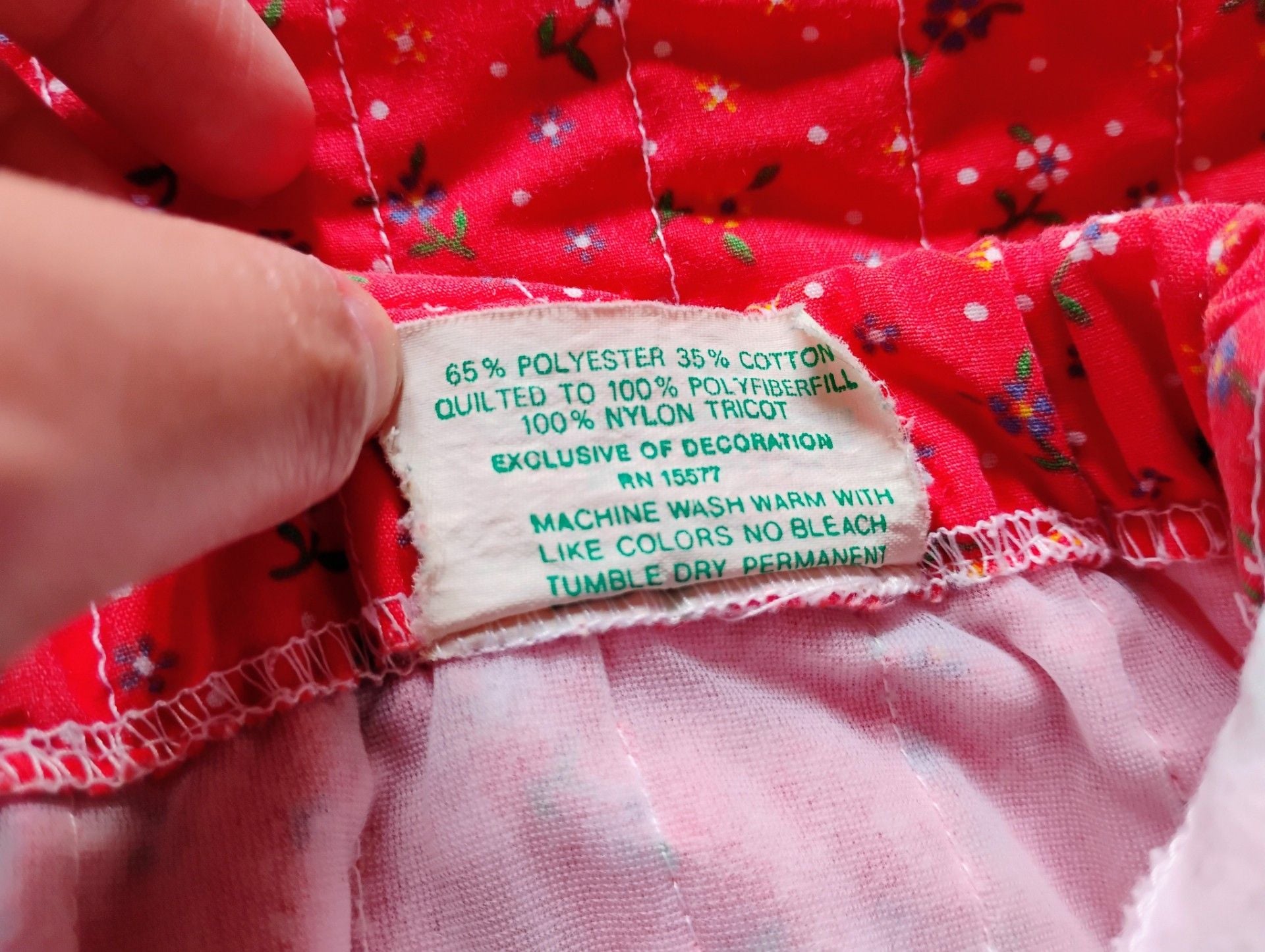 Vintage Tiny Tots Quilted Red Floral Tulip Bib Overalls Baby Size 18M 11