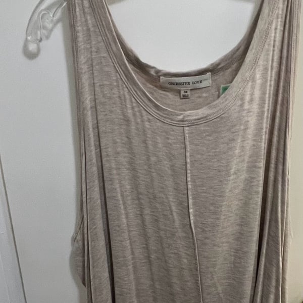 Obsessive Love Women's Beige Heathered Scoop Neck Sleeveless Tank Top Size 3X