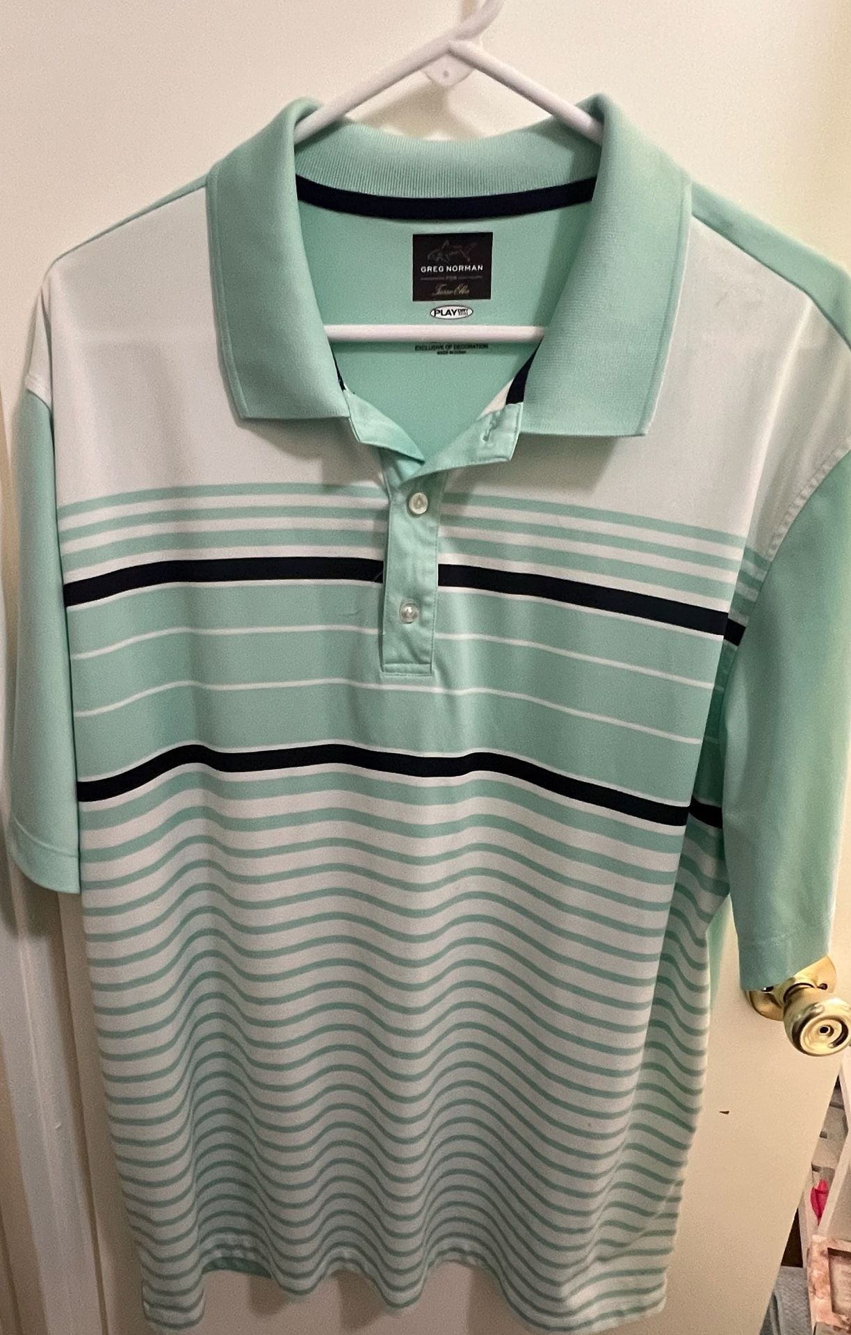 Greg Norman for Tasso Elba Play Dry Striped Performance Golf Polo Shirt 1