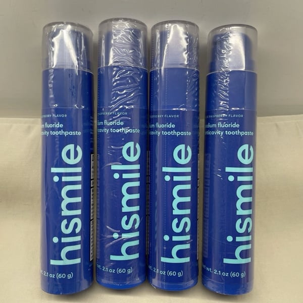 Hismile Blue Raspberry Flavored Fluoride Toothpaste - 2.1 oz (Pack of 4)