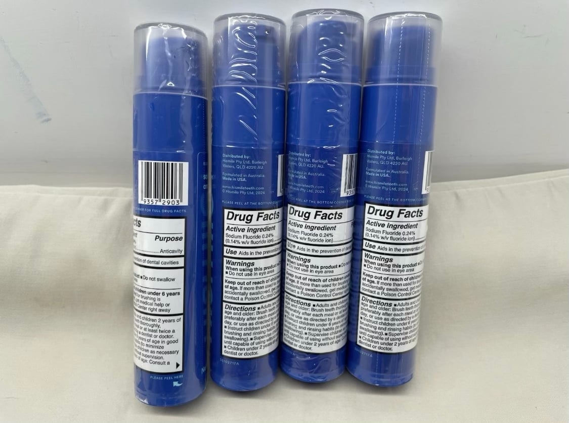 Hismile Blue Raspberry Flavored Fluoride Toothpaste - 2.1 oz (Pack of 4) 2
