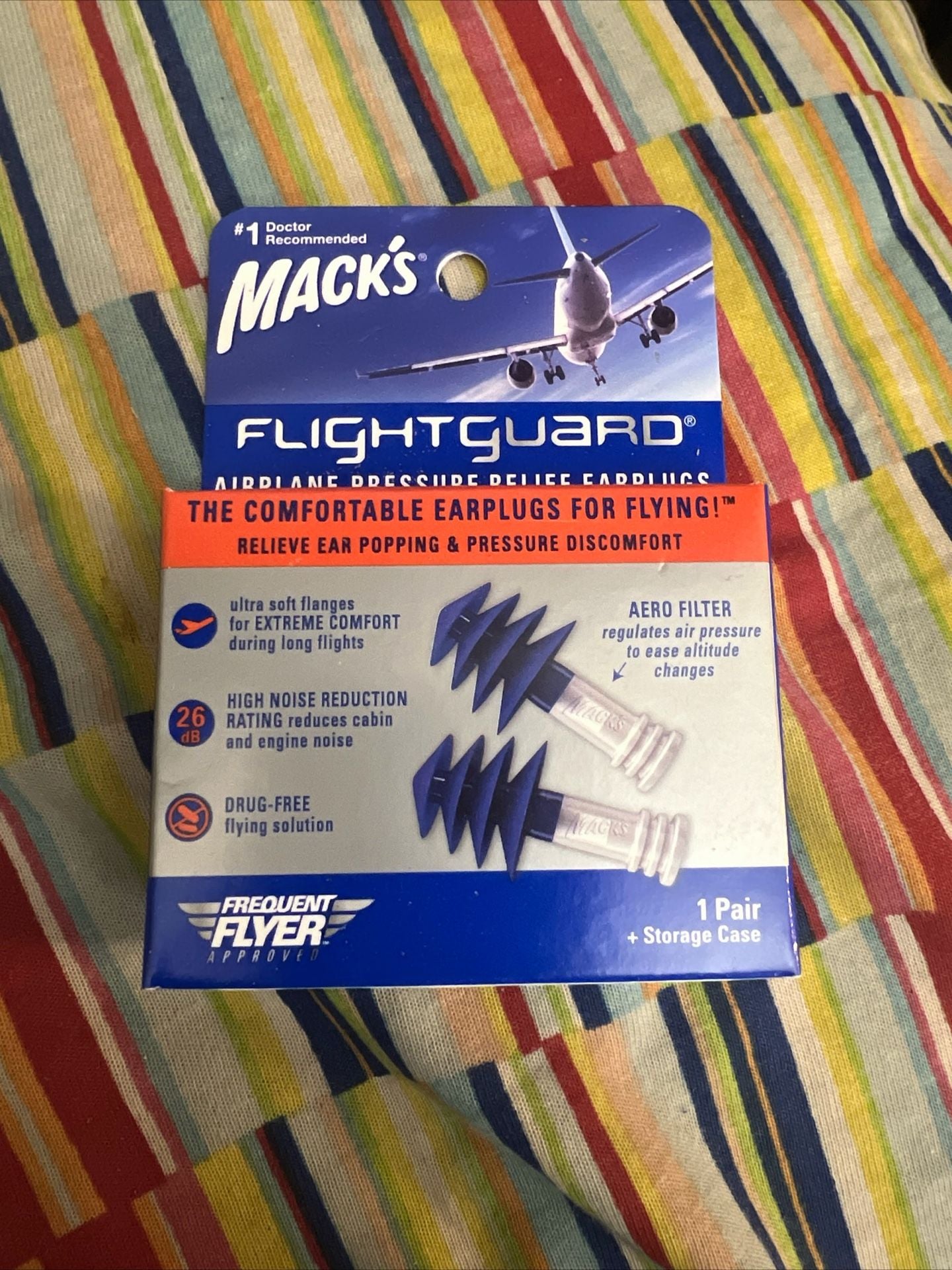 Mack's Flightguard Airplane Pressure Relief Earplugs (1 Pair + Storage Case) 1