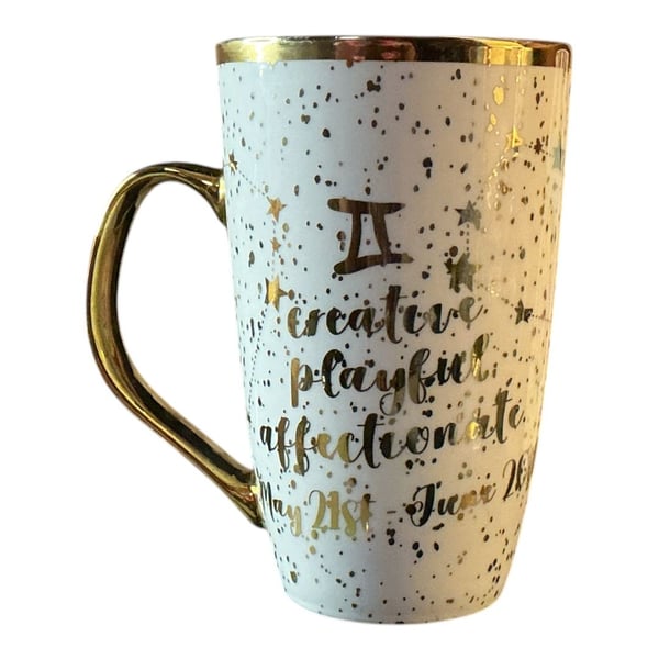 💟Charming Home Gemini Zodiac Constellation Coffee Mug with Gold Handle 16oz