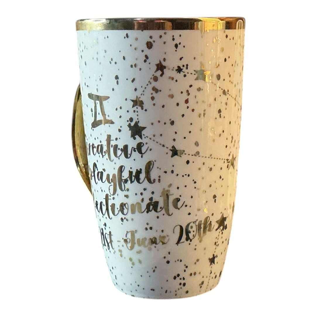 💟Charming Home Gemini Zodiac Constellation Coffee Mug with Gold Handle 16oz 2
