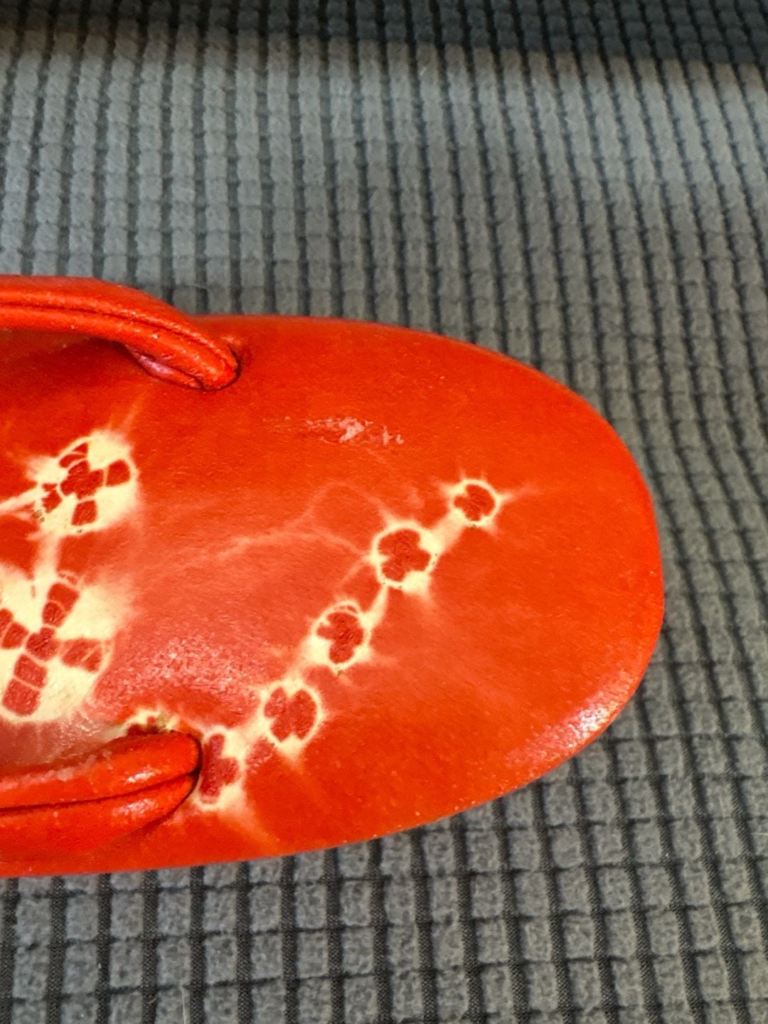 Vintage Japanese Red Lacquer Zori Kimono Platform Sandals 6