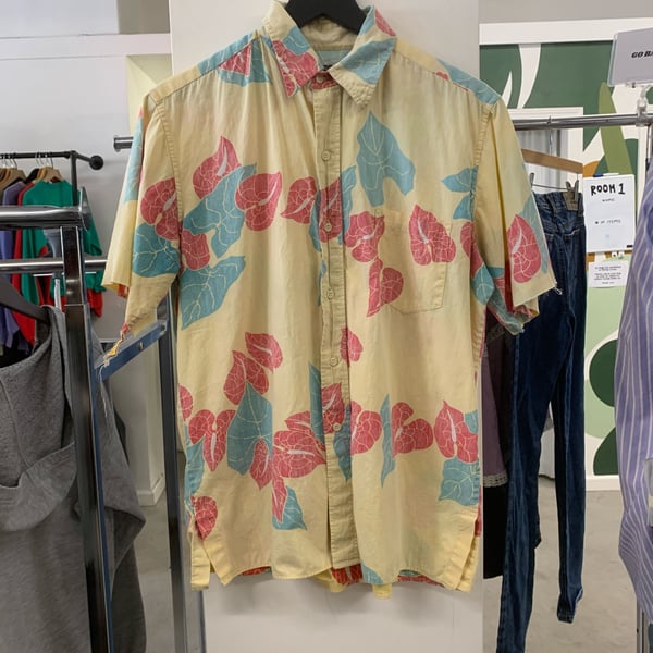 Vtg Reyn Spooner Hawaiian Traditions Anthurium Print Aloha Shirt Size L (OF)