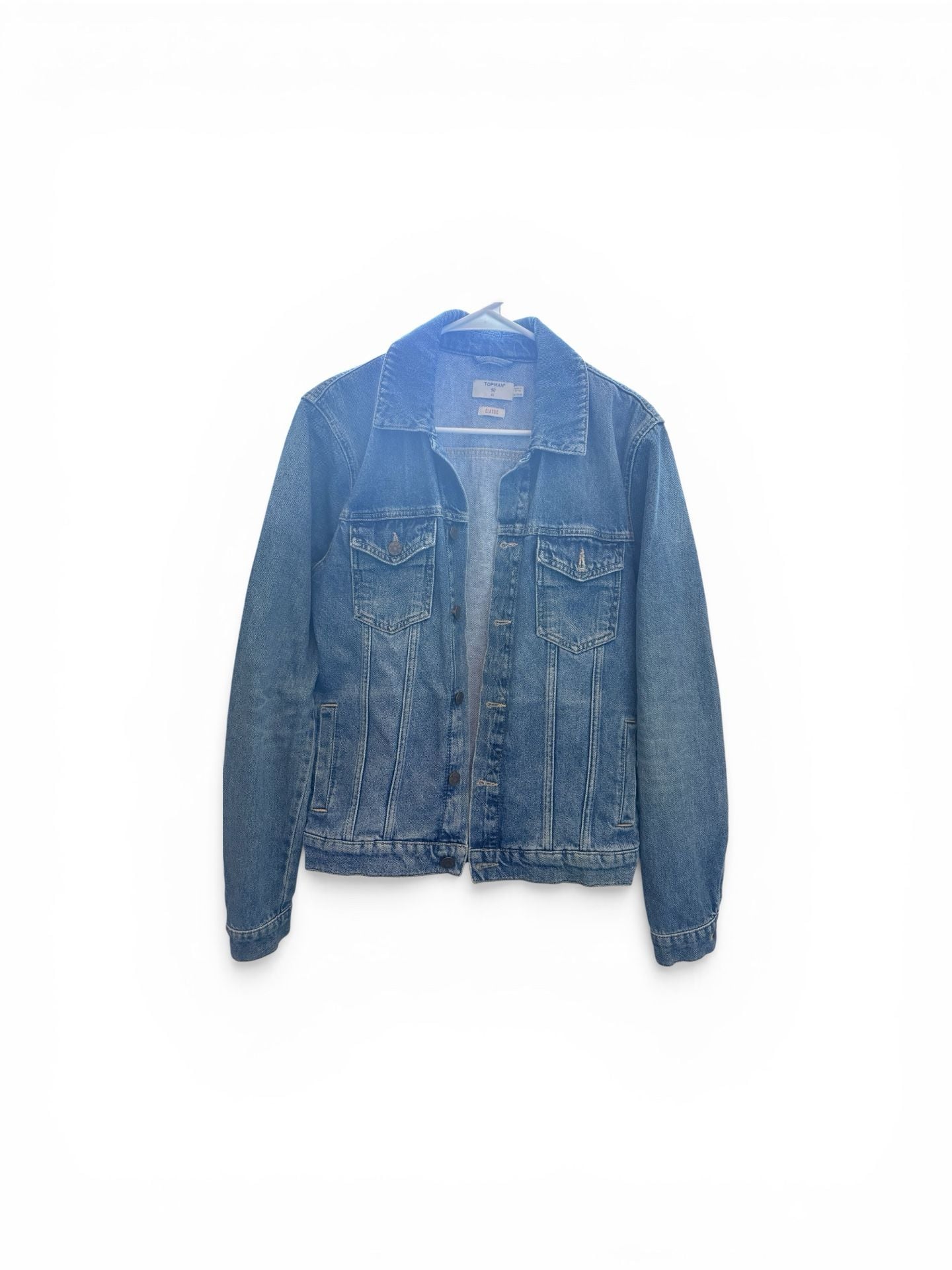 Topman Classic Denim Trucker Jacket in Medium Blue Wash 2