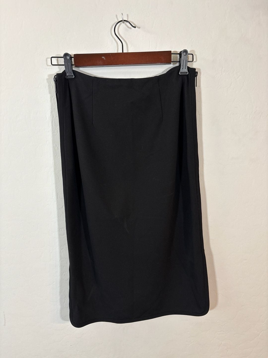 Diane von Furstenberg Black Side Zip Midi Pencil Skirt Size 6 5