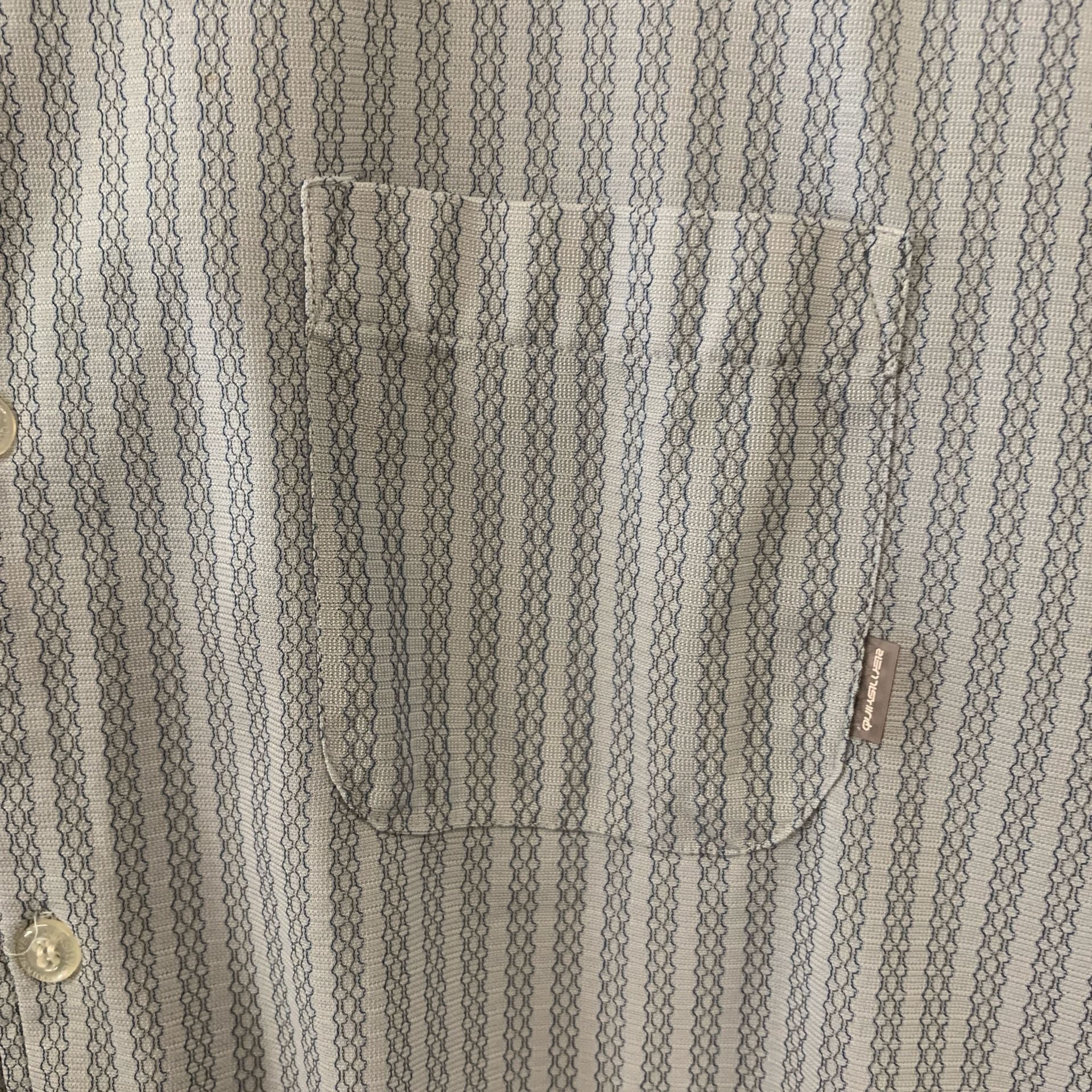 Vtg 00s Quiksilver Gray Vertical Stripe Short Sleeve Button Down Shirt Size XL (OF) 3