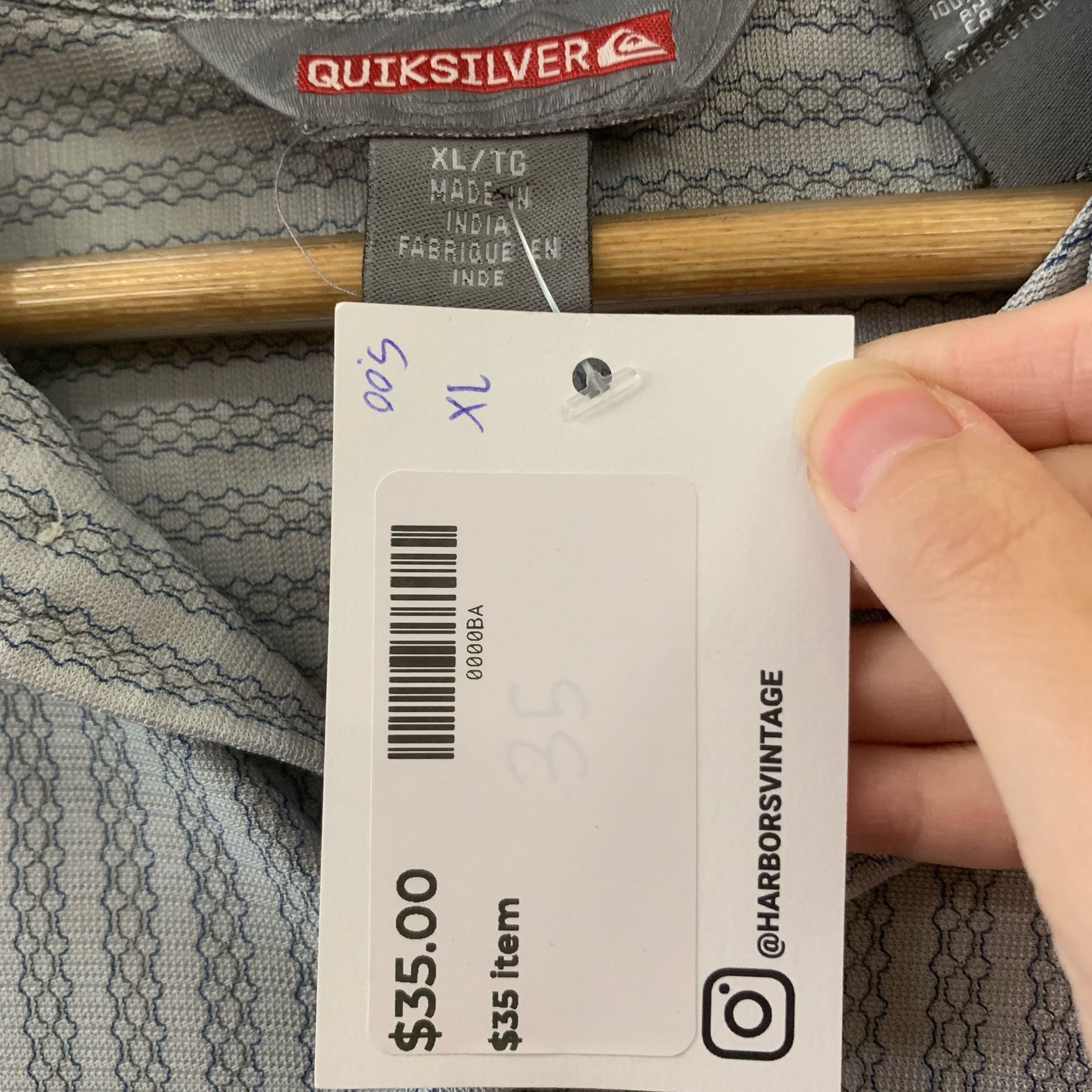 Vtg 00s Quiksilver Gray Vertical Stripe Short Sleeve Button Down Shirt Size XL (OF) 4