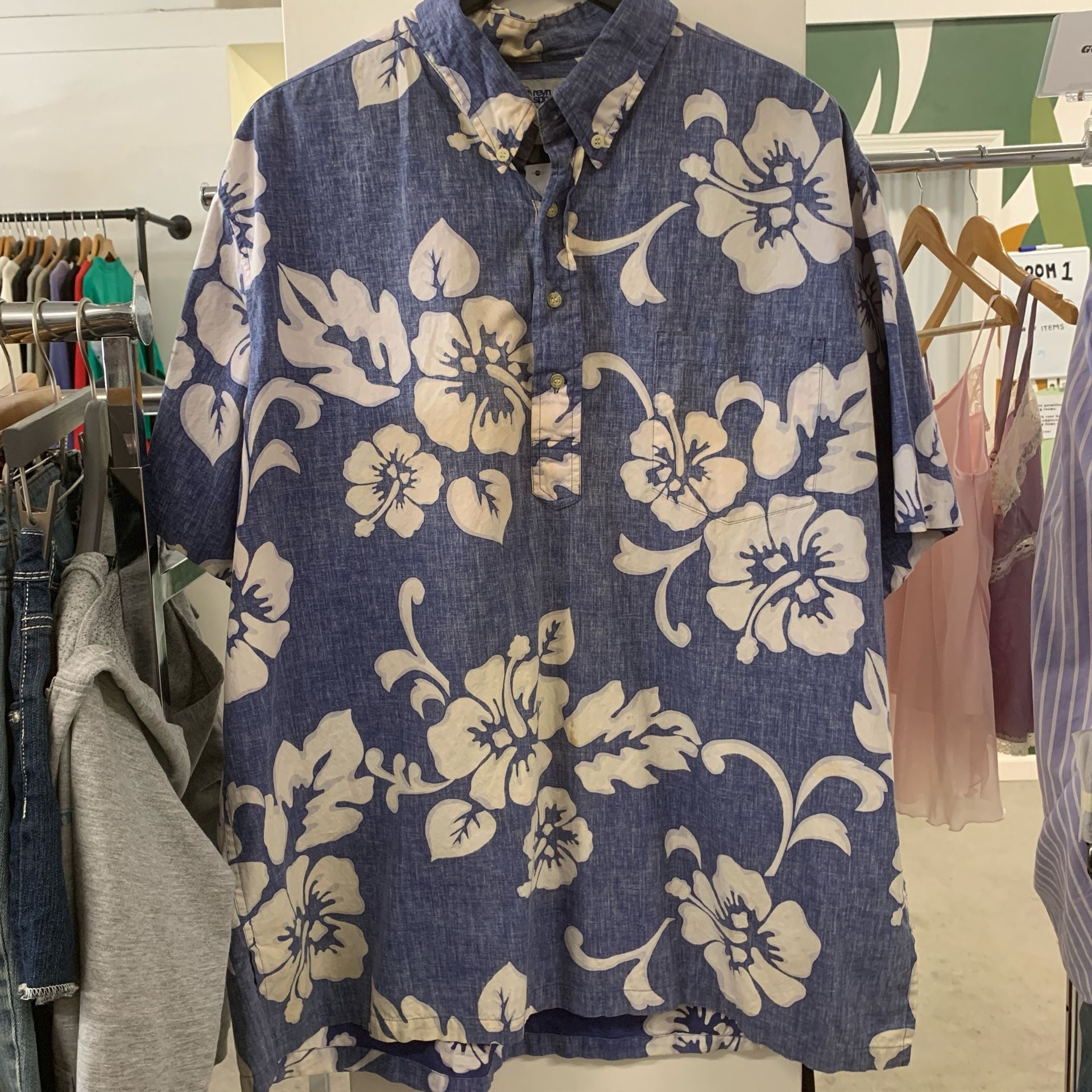 Vtg Reyn Spooner Hawaiian Traditionals Pullover Shirt Blue Floral XXL (OF) 2