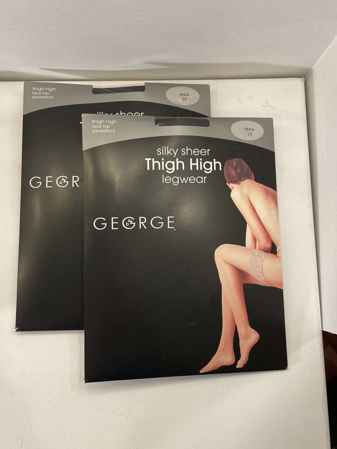 Lot of 4 George Silky Sheer Thigh High Legwear
2 Nude 2 Black Plus Size 2X 3