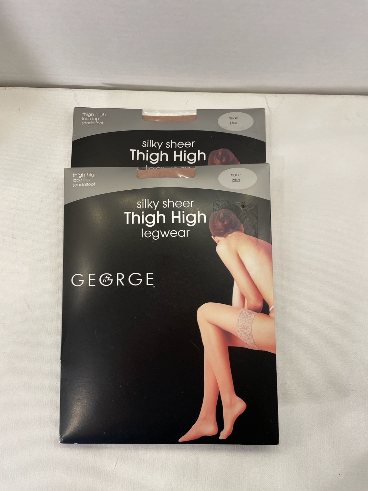 Lot of 4 George Silky Sheer Thigh High Legwear
2 Nude 2 Black Plus Size 2X 4