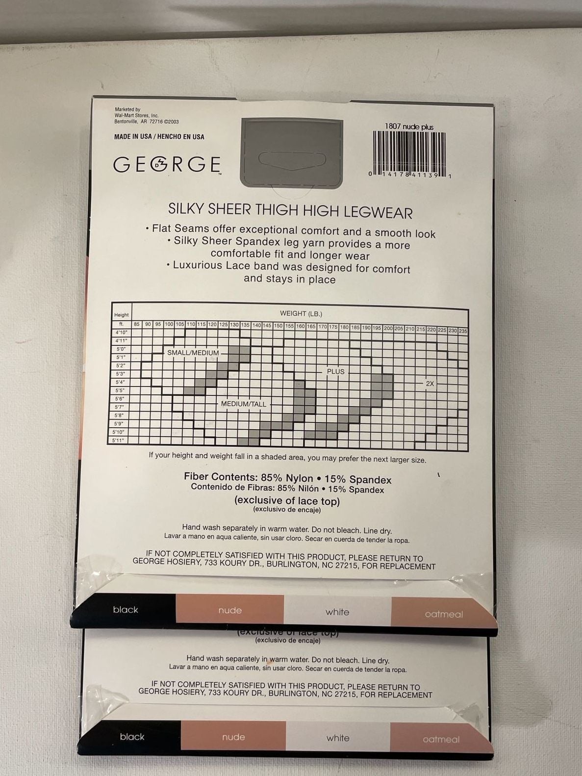 Lot of 4 George Silky Sheer Thigh High Legwear
2 Nude 2 Black Plus Size 2X 5
