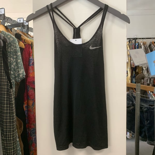 Nike Dri-Fit Black Strappy Racerback Mesh Tank Top Women’s Size M (OF)