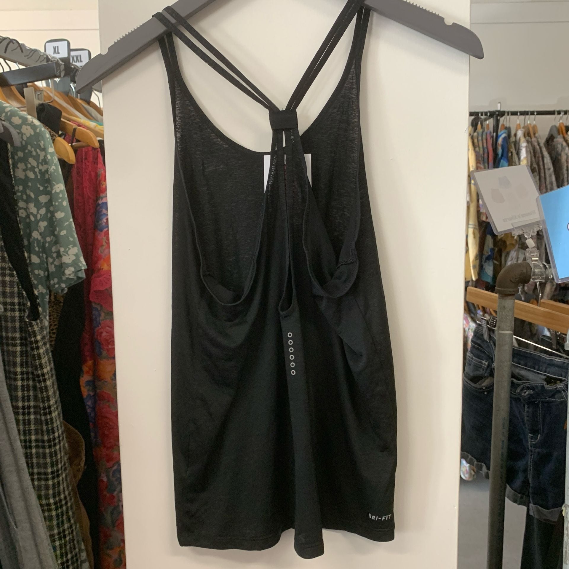 Nike Dri-Fit Black Strappy Racerback Mesh Tank Top Women’s Size M (OF) 7