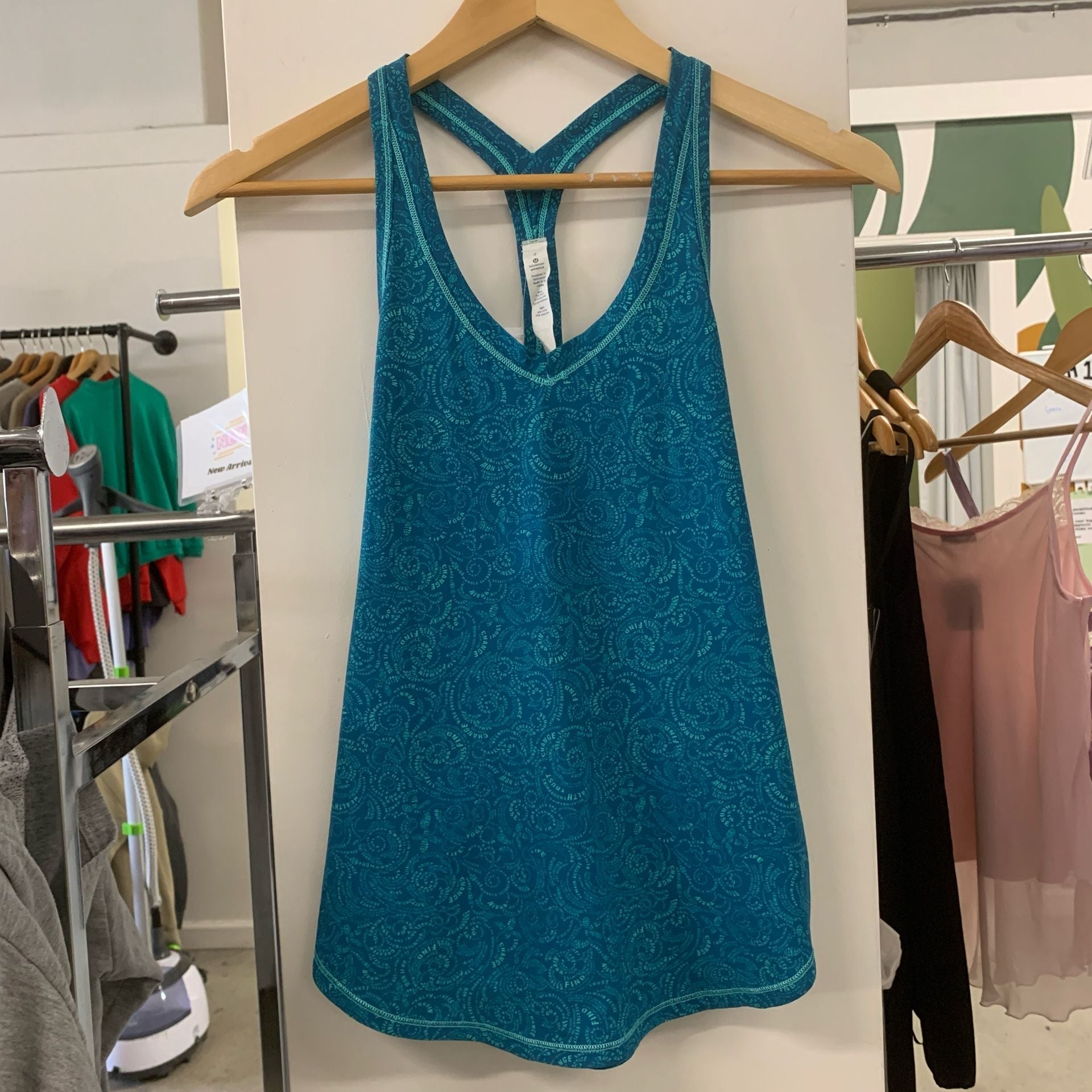 Lululemon Fast Lane Singlet Foli Manifesto Tank Top Tofino Teal Size S (OF) 2