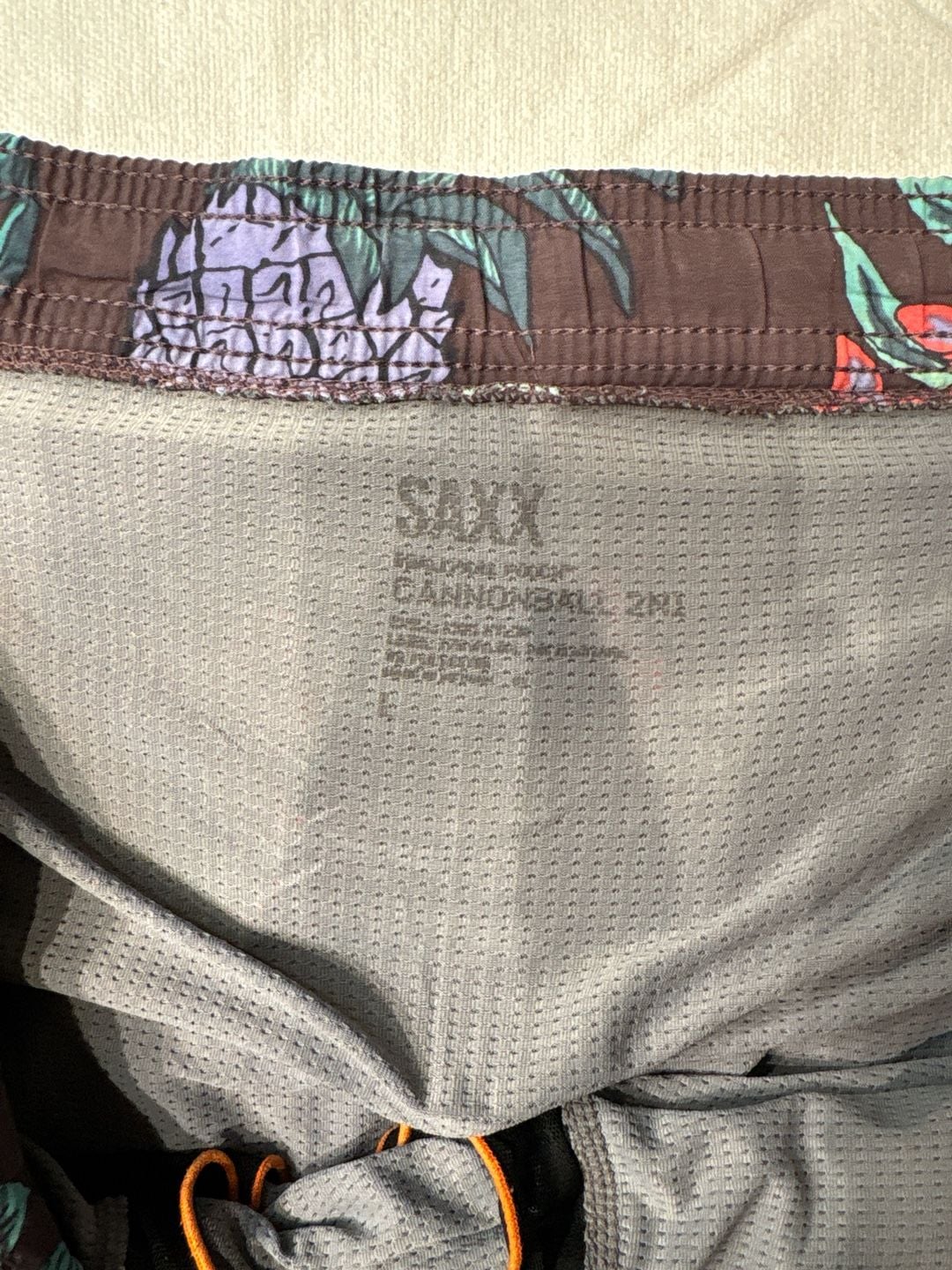 SAXX Cannonball 2N1 Mesh Floral Pineapple Performance Swim Shorts 3