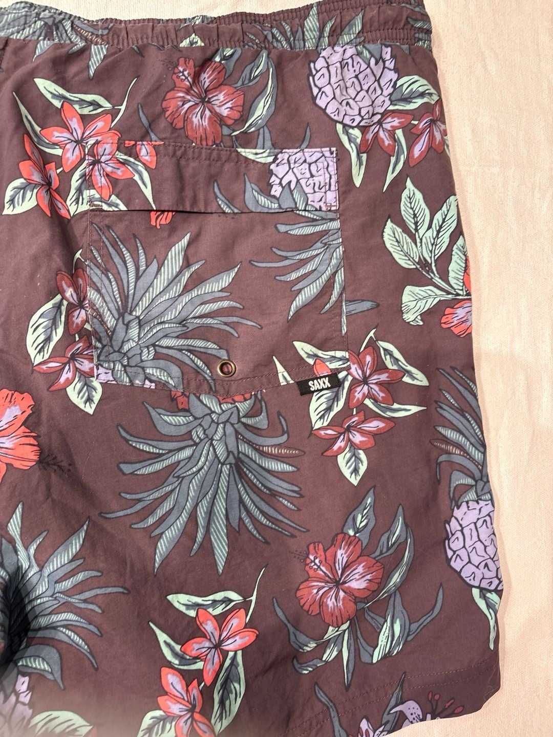 SAXX Cannonball 2N1 Mesh Floral Pineapple Performance Swim Shorts 5