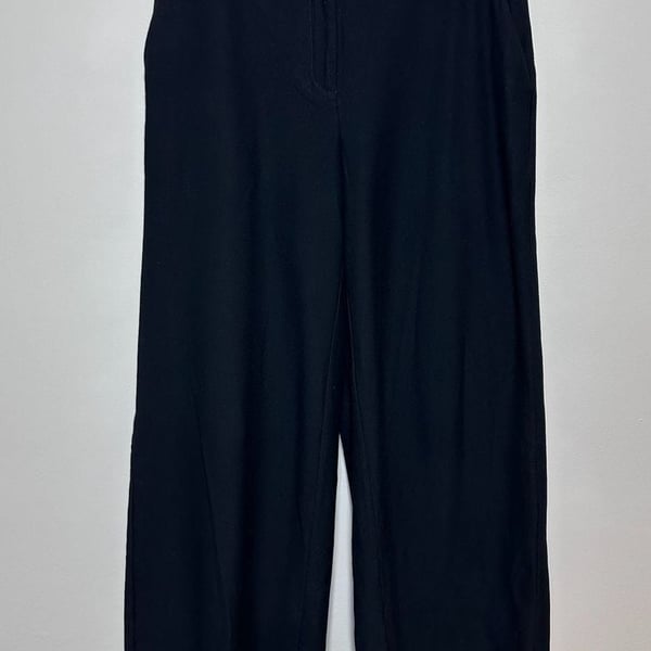 Eileen Fisher Black Washable Stretch Viscose Wide Leg Pants Size 4