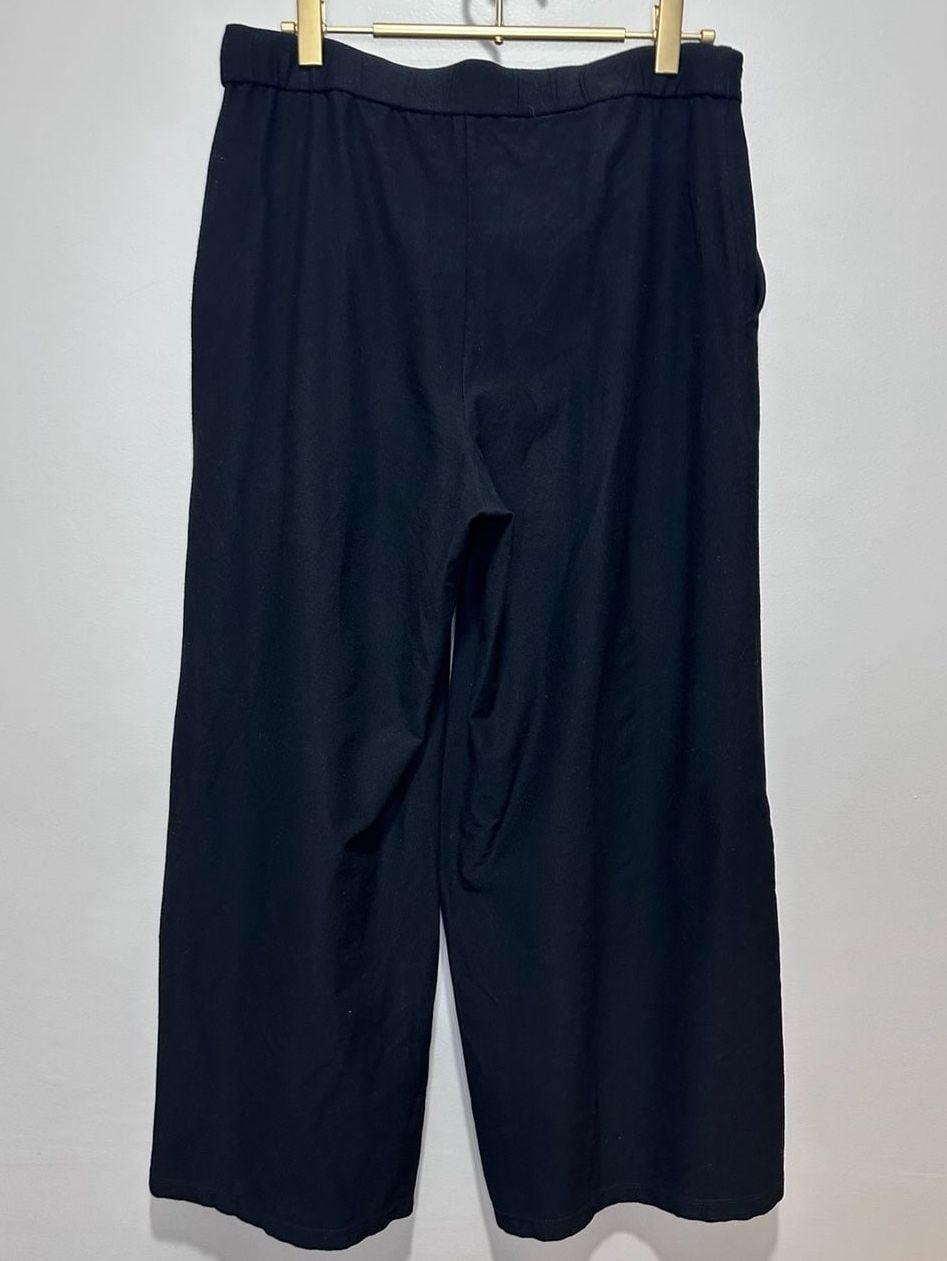 Eileen Fisher Black Washable Stretch Viscose Wide Leg Pants Size 4 3