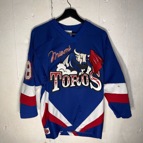 Vintage K1 Miami Toros Blue Hockey Jersey #88 Kent Size Youth Medium