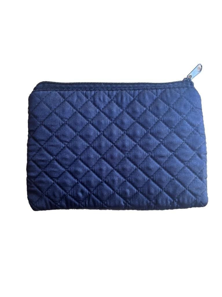 Black Quilted Satin Bride Cosmetic Makeup Bag with Rhinestone Accents 6