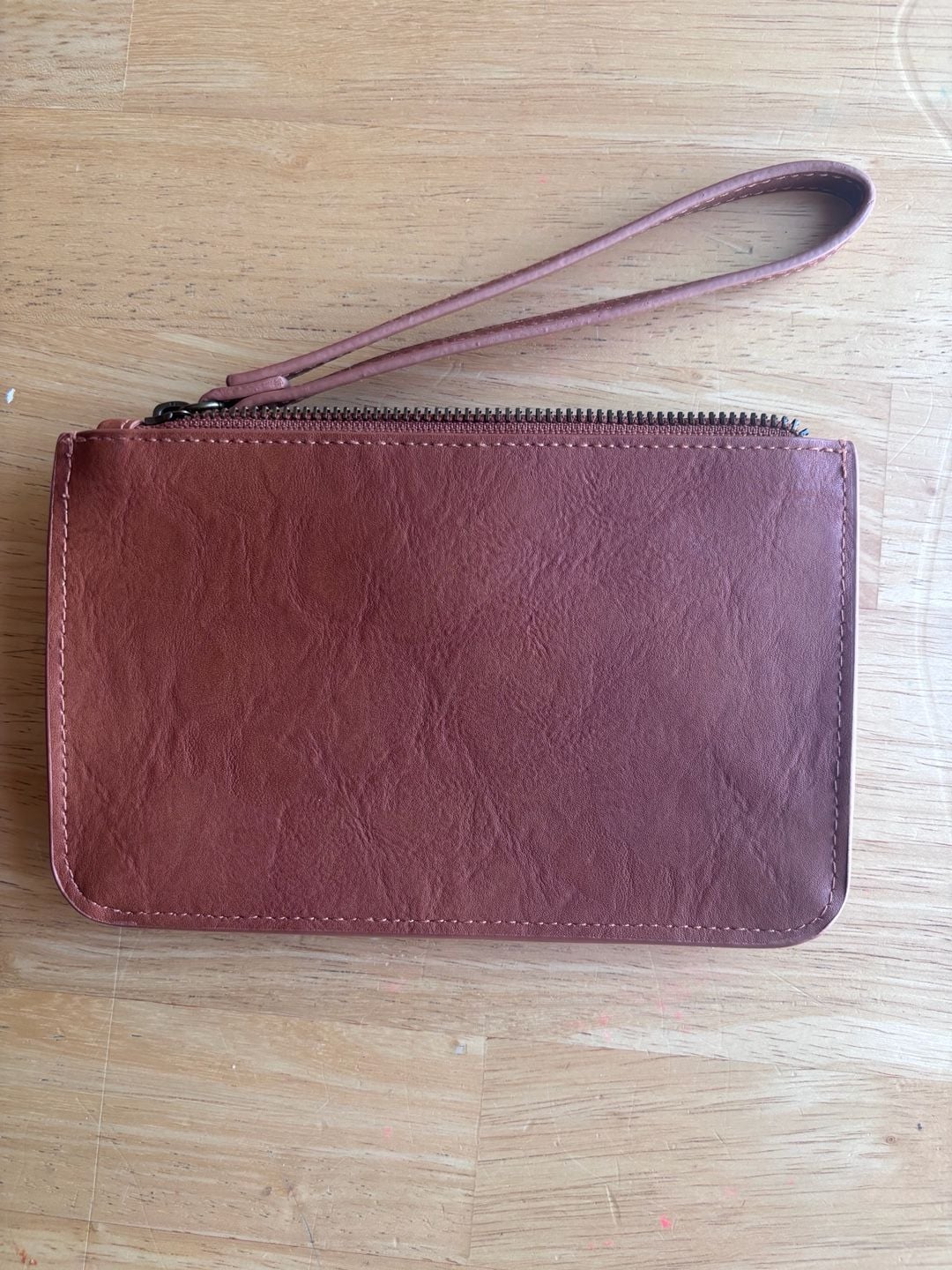 Brown Faux Leather Zip Closure Wristlet with Magnetic Front Pocket  LIKE NEW 11