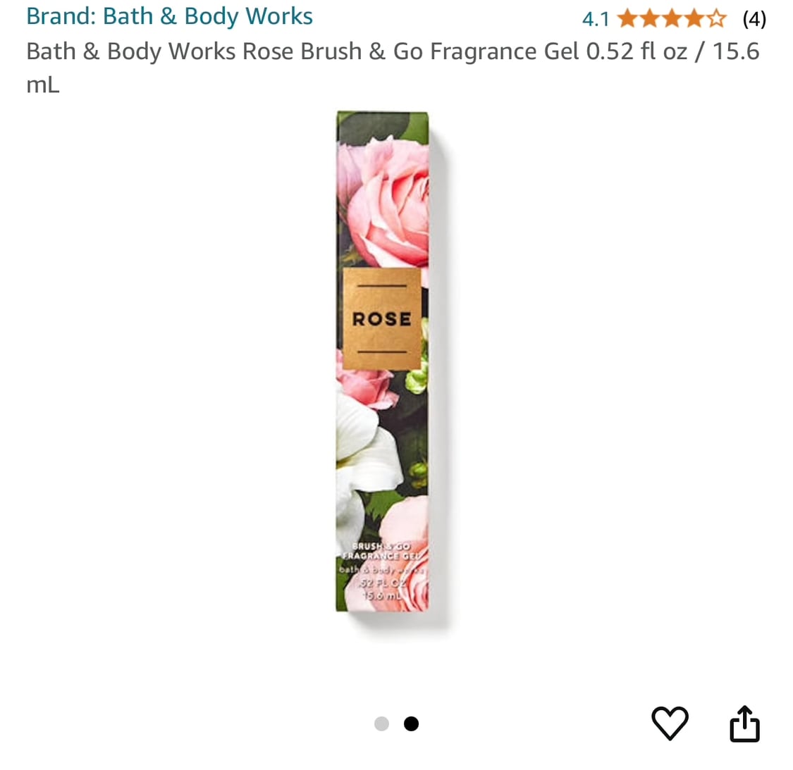 Bath & Body Works Rose Brush & Go Fragrance Gel 0.52 fl oz 1